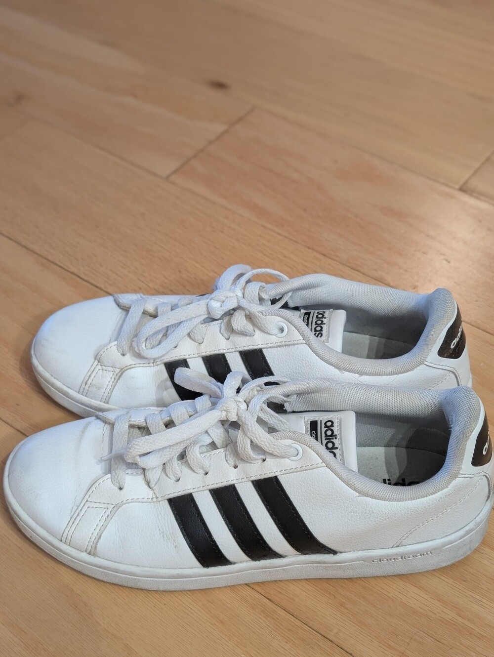 Adidas White Sneakers with Black Stripes - Women
